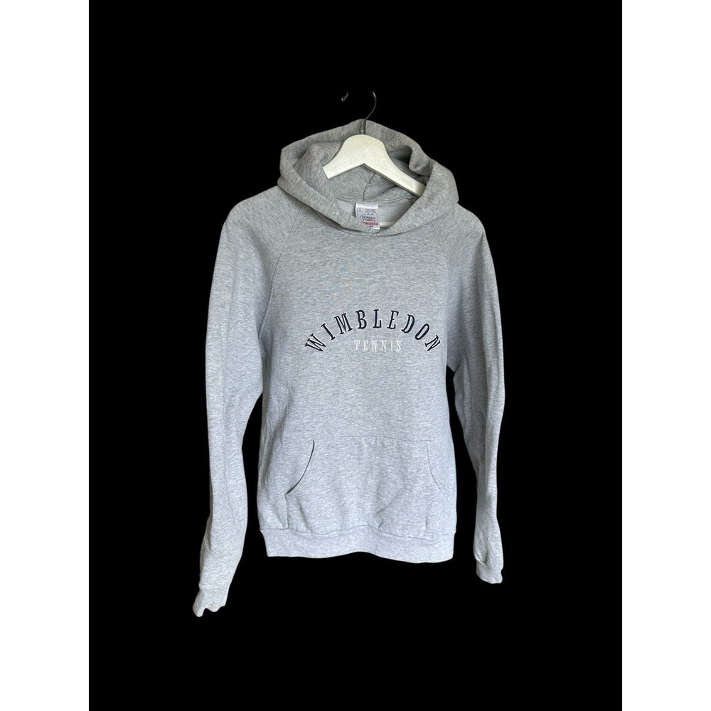 80's Wimbledon Tournament Tennis Hoodie Pullover Large Distressed Grey Vintage